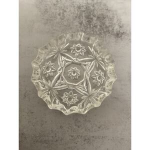 VTG Anchor Hocking Prescut Ashtray 5" Clear Pressed Glass Star USA Mid Century